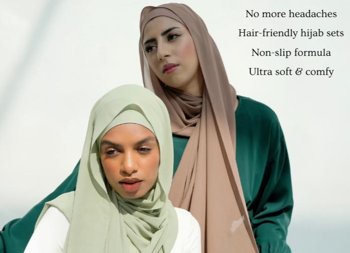 Matching Chiffon Hijabs & Hair-friendly Undercap Sets