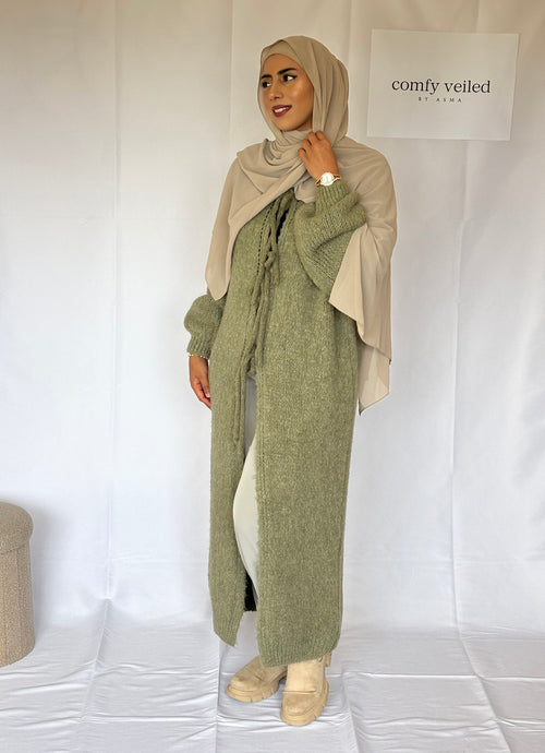 Long cardigan winter color Pistachio