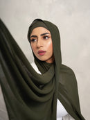 OLIVE GREEN - Matching Hijab & Non-Slip Undercap