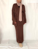 2 piece modest winter outfit Brown