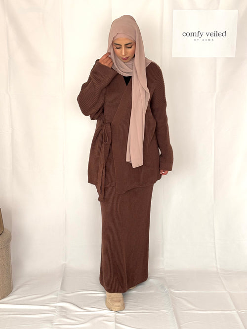2 piece modest winter outfit Brown
