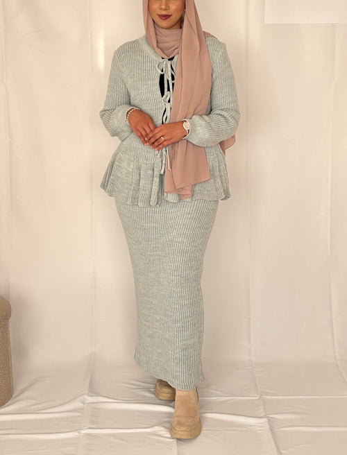 Modest 2 piece winter outfit Light Grey