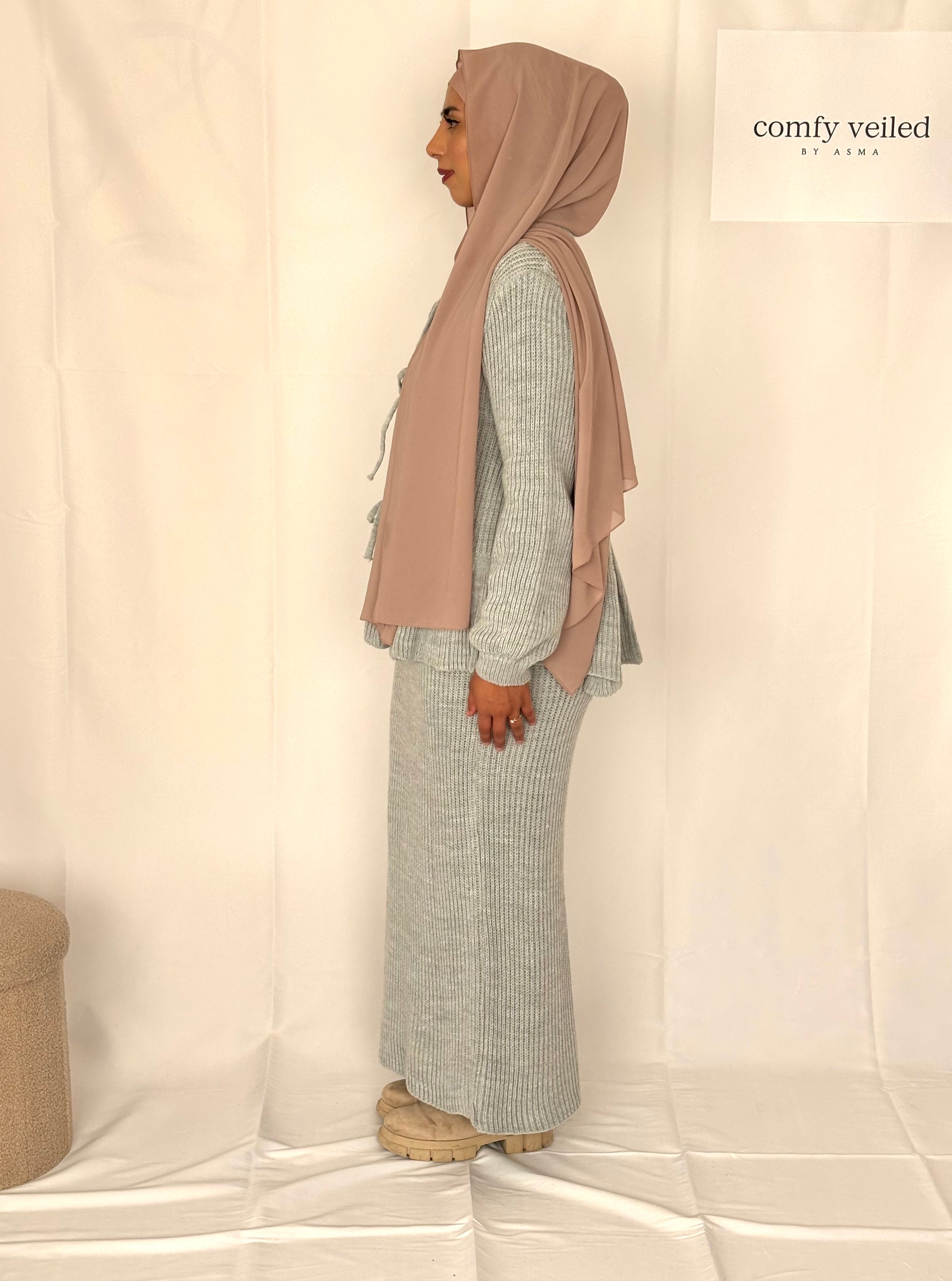 Modest 2 piece winter outfit Light Grey