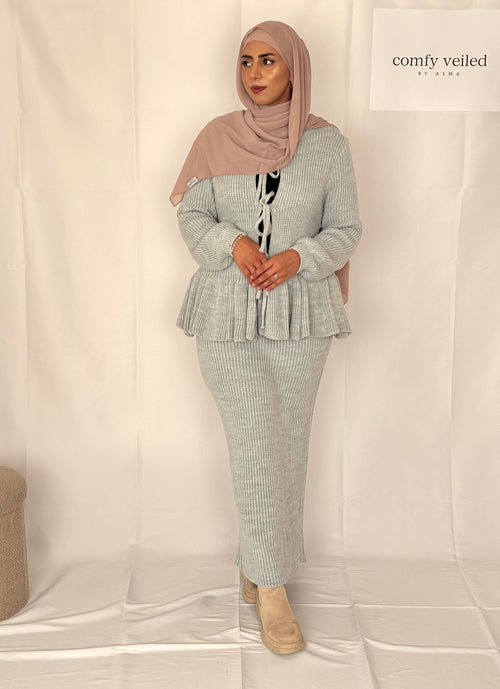 Modest 2 piece winter outfit Light Grey