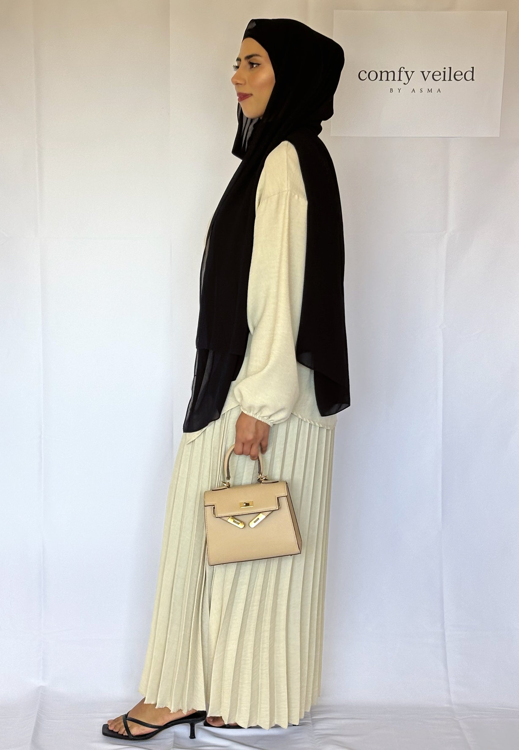 Modest 2-Piece Dress Cream