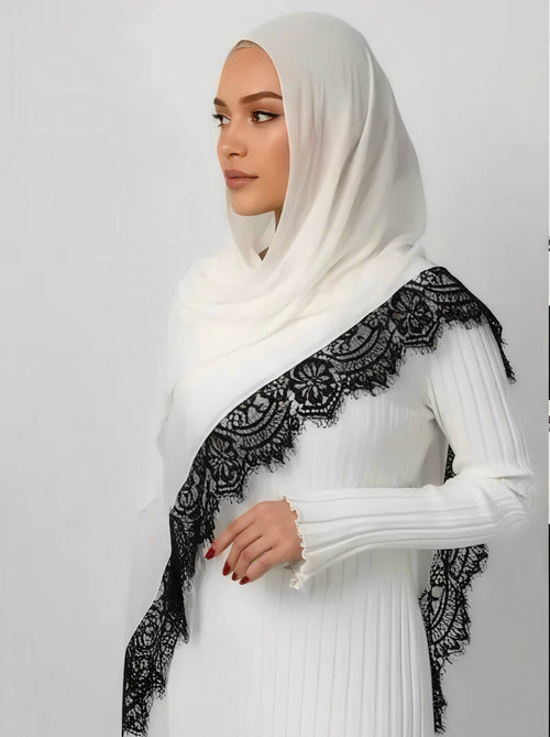 White Swan - MODAL LACE HIJAB
