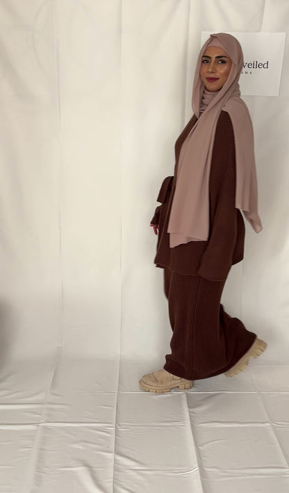 2 piece modest winter outfit Brown