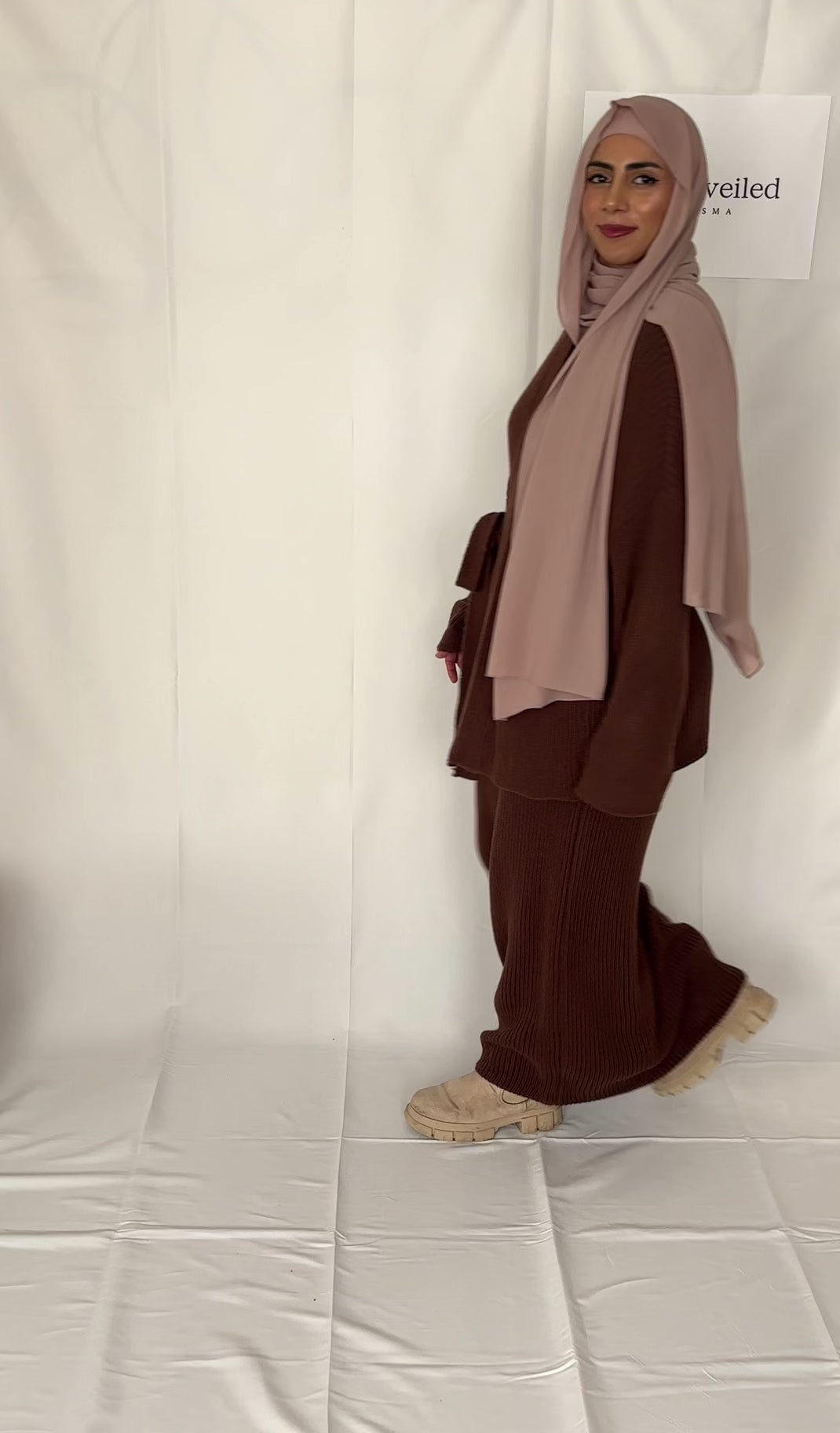 2 piece modest winter outfit Brown